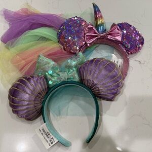 Disney Magical Mermaid and Unicorn Headband Set - Purple and Teal